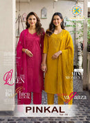 Passion Tree Pinkal Vol 1 Premium Silk Fancy Work Kurti Pant Dupatta Set