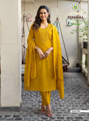 Passion Tree Pinkal Vol 1 Premium Silk Fancy Work Kurti Pant Dupatta Set