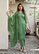 Passion Tree Pinkal Vol 1 Premium Silk Fancy Work Kurti Pant Dupatta Set