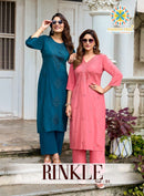Passion Tree Rinkle Vol 1 Rayon Fancy Work Kurti Set
