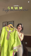 TF 381 Organza Palazzo Set With Foil Embroidered Pearl Lace N Cording Sequins Work Suit