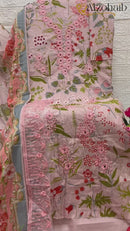 Al Zohaib Az 1134 Pure Cotton Print With Self Boring Work And Patch Pakistani Suits