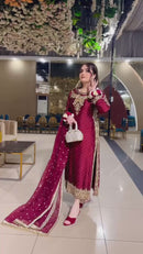 Nsr 834 Heavy Embroidery Sequence Work Full Sleeve With Revet Moti Work Pakistani Suits