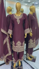 SSR 508 Heavy Chinon Silk With Heavy Embroidery Sequence Work Suits