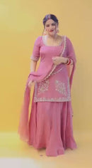 KF 1692 Designer Heavy Natural Creap Embroidered Sequence Work Sharara