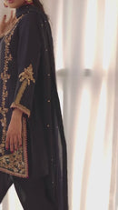 MC 2017 Silk With Moti Hand Work Designer Party Wear Look Top With Farshi Salwar Suit