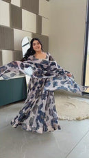 BAN 134 Presenting Our Cream Color Tabby Organza Three Piece Anarkali Suit