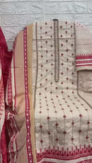 Taj Creations 595 Pure Cotton Print With Heavy Self Embroidery Work Pakistani Suits
