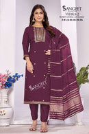 Sangeet Vedika Vol 2 Silk Fancy Work Kurti Pant Dupatta Set