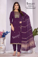 Sangeet Vedika Vol 2 Silk Fancy Work Kurti Pant Dupatta Set