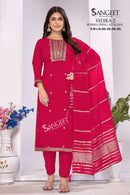 Sangeet Vedika Vol 2 Silk Fancy Work Kurti Pant Dupatta Set