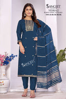 Sangeet Vedika Vol 2 Silk Fancy Work Kurti Pant Dupatta Set