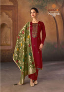 Suryajyoti Naadirah Vol  5 Premium Jam Satin Designer Work Suit