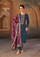 Suryajyoti Naadirah Vol  5 Premium Jam Satin Designer Work Suit