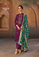 Suryajyoti Naadirah Vol  5 Premium Jam Satin Designer Work Suit