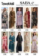 Tawakkal Fabrics Saba Vol 4 Designer  Pure Heavy Cotton Pakistani Suit