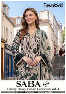 Tawakkal Fabrics Saba Vol 4 Designer  Pure Heavy Cotton Pakistani Suit