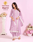 Tunic House Kurvi Premium Cotton Schiffli Embroidered Suit Set