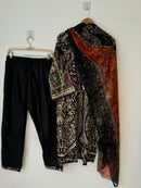 Elegant Black Floral Printed Pakistani Suit