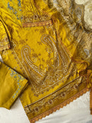 Mustard Yellow Embroidered Cotton Suit