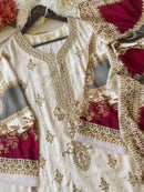 Luxury Ivory & Wine Embroidered Pakistani Suit
