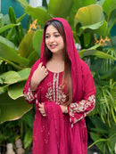Luxury Maroon Embroidered Pakistani Suits