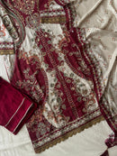 Luxury Burgundy Lawn Suit
