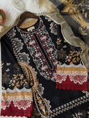 Traditional Black Embroidered Cotton Suit