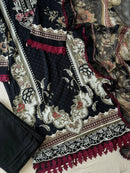 Elegant Black Cotton Printed Suit