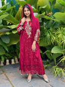 Luxury Maroon Embroidered Pakistani Suits
