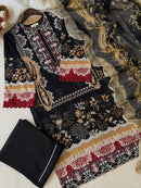 Traditional Black Embroidered Cotton Suit