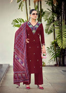 Woodee Rutavi Fancy Rayon  Embroidered Kurti Set