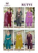 Woodee Rutavi Fancy Rayon  Embroidered Kurti Set