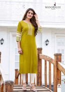 Wooglee Salonee Vol 8 Premium Rayon Embroidered Designer Kurti