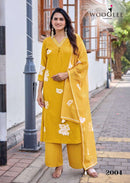 Wooglee Vasudha Premium Rayon Designer Organza Kurti Set